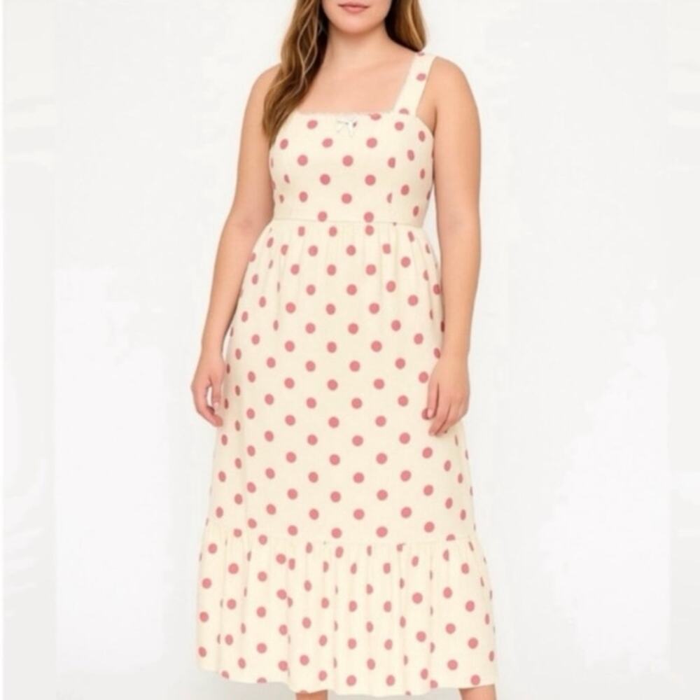 Reformation Rowen Linen Dress Pink Polka Dot 12